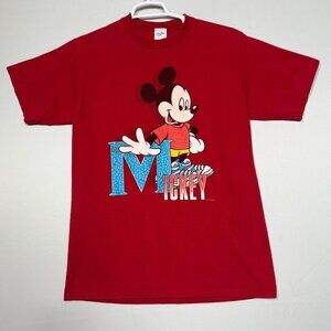 Velva Sheen Mickey Mouse Vintage Red T-Shirt Cartoon Graphic Adult Large USA